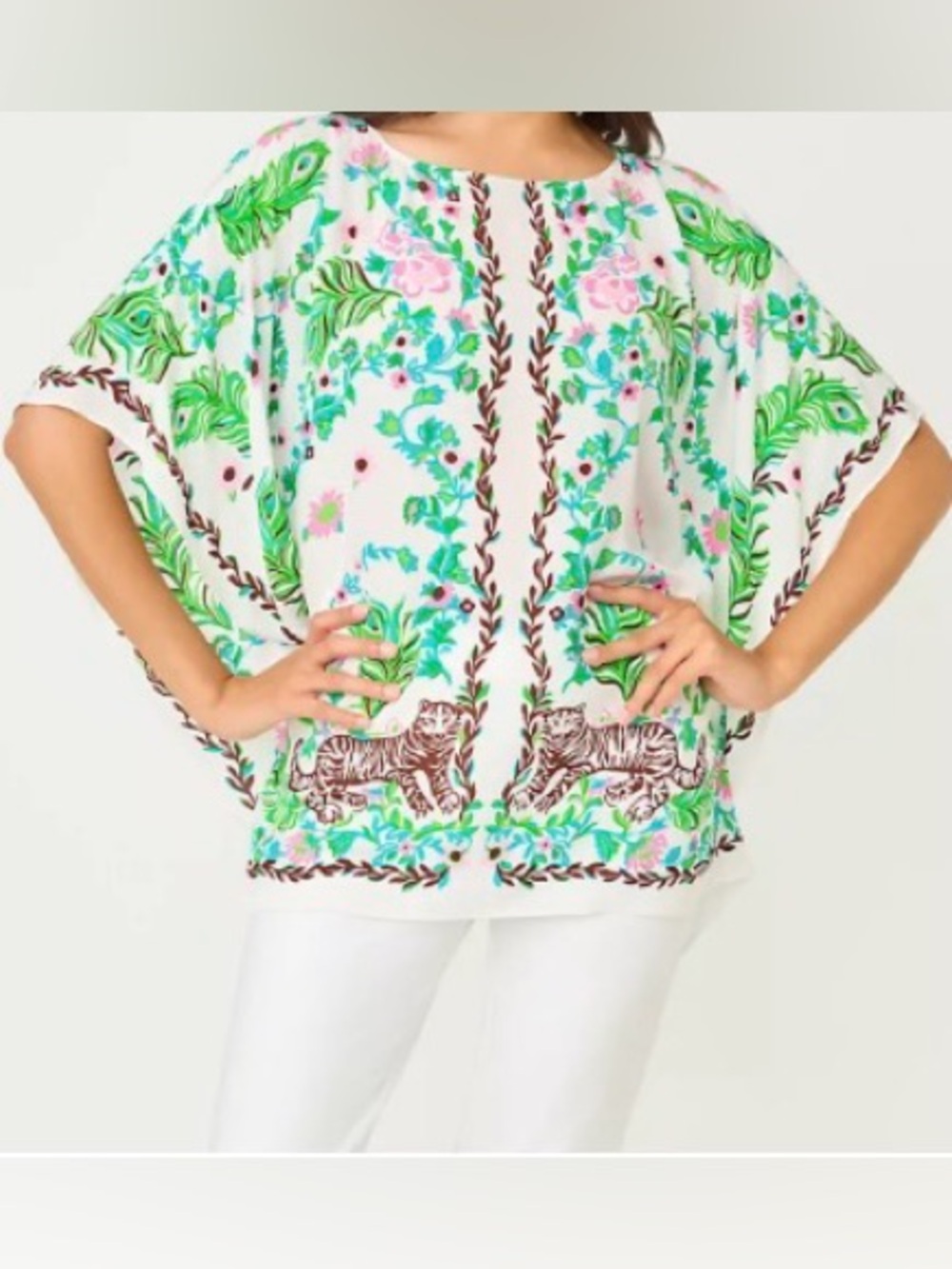 NWT Lilly Pulitzer L/XL Brittina Caftan Tunic in “Royal Zoo” ✨💲158